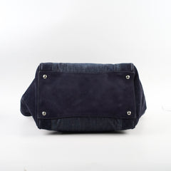 Prada Denim Double Zip Tote Navy
