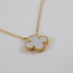 Van Cleef & Arpels Vintage Alhambra Mother of Pearl MOP Necklace Yellow Gold