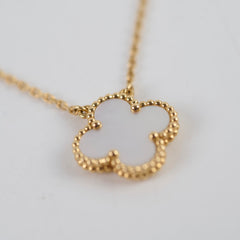 Van Cleef & Arpels Vintage Alhambra Mother of Pearl MOP Necklace Yellow Gold