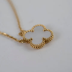 Van Cleef & Arpels Vintage Alhambra Mother of Pearl MOP Necklace Yellow Gold