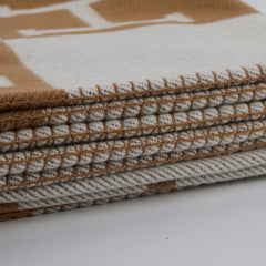 Hermes Avalon Throw Blanket Ecru/Camel