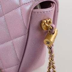 Chanel Caviar My Perfect Square Mini Iridescent Pink Microchip