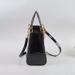 Dior Medium Lady Dior Patent Leather Black