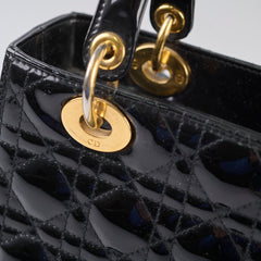Dior Medium Lady Dior Patent Leather Black