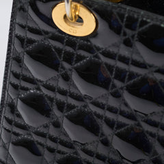 Dior Medium Lady Dior Patent Leather Black