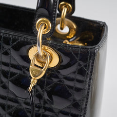 Dior Medium Lady Dior Patent Leather Black