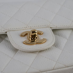 Chanel Small Caviar Double Classic Flap White