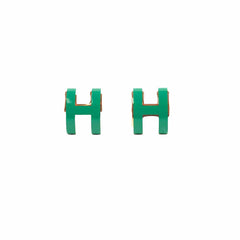 Hermes Mini Pop Earrings Malachite