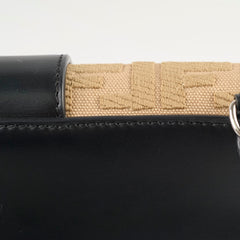Fendi Leather Zucca Flat Baguette Messenger Bag Black/Beige