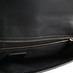 Fendi Leather Zucca Flat Baguette Messenger Bag Black/Beige