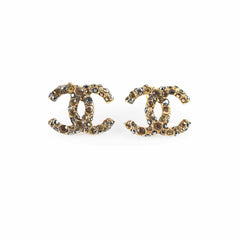 Chanel CC Crystal Gold Earrings Costume Jewellry