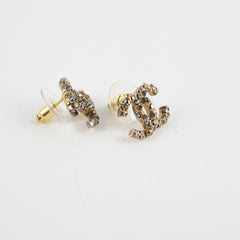 Chanel CC Crystal Gold Earrings Costume Jewellry