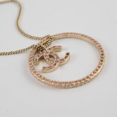 Chanel Pink CC Hoop Necklace Costume Jewellery