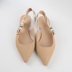 Dior J'Adior Beige Slingback Flats - Size 37