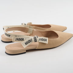 Dior J'Adior Beige Slingback Flats - Size 37