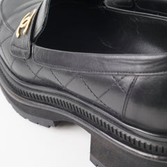 Chanel Platform Loafers Lambskin Black - Size 37C
