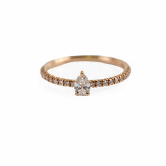 Cartier Teardrop Diamond Ring Pink Gold Size 52