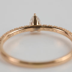 Cartier Teardrop Diamond Ring Pink Gold Size 52