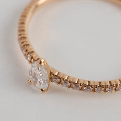 Cartier Teardrop Diamond Ring Pink Gold Size 52