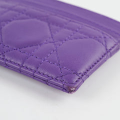 Christine Dior Card Holder Purple Lambskin