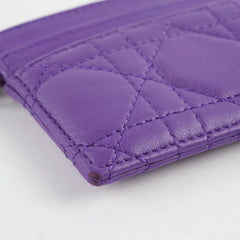 Christine Dior Card Holder Purple Lambskin