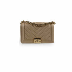Chanel Medium Boy Caviar Champagne Gold