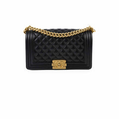 Chanel Caviar Old Medium Boy Black Series 28
