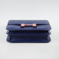 Hermes 24 Constance Epsom Blue Saphire X Stamp