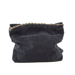 Chanel 22 Medium Camellia Velvet Black Microchipped