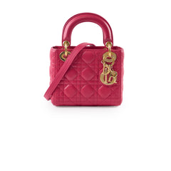 Christian Dior Lambskin Mini Lady Dior Hot Pink
