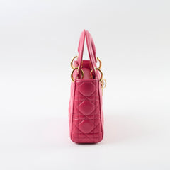 Christian Dior Lambskin Mini Lady Dior Hot Pink