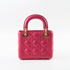 Christian Dior Lambskin Mini Lady Dior Hot Pink