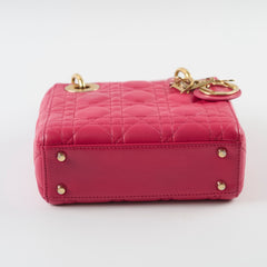 Christian Dior Lambskin Mini Lady Dior Hot Pink