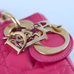 Christian Dior Lambskin Mini Lady Dior Hot Pink
