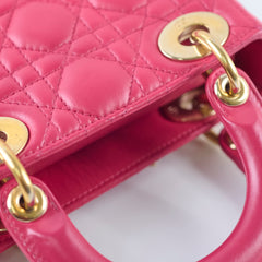 Christian Dior Lambskin Mini Lady Dior Hot Pink