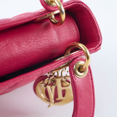 Christian Dior Lambskin Mini Lady Dior Hot Pink