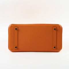 Hermes Birkin 30 Orange Epsom GHW R In Square
