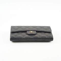Chanel Caviar Fold Long Wallet Black