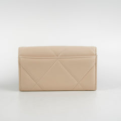 Chanel 19 Long Wallet Lambskin Beige