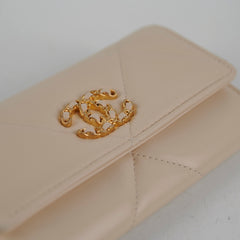 Chanel 19 Long Wallet Lambskin Beige