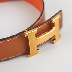 Hermes Constance Reversible Gold/Orange Belt 80cm