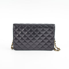 Chanel Flap Wallet On Chain Lambskin Black Crossbody Bag