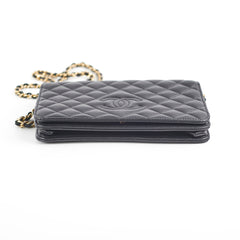 Chanel Flap Wallet On Chain Lambskin Black Crossbody Bag