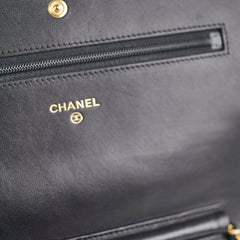 Chanel Flap Wallet On Chain Lambskin Black Crossbody Bag