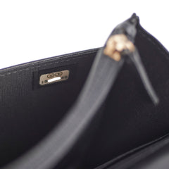 Chanel Flap Wallet On Chain Lambskin Black Crossbody Bag