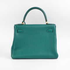 Hermes Kelly 28 Malachite Togo C Stamp