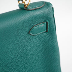 Hermes Kelly 28 Malachite Togo C Stamp