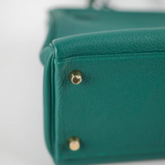 Hermes Kelly 28 Malachite Togo C Stamp