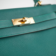 Hermes Kelly 28 Malachite Togo C Stamp