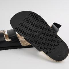 Hermes Chypre Mens Shearling Size 42 Black/White